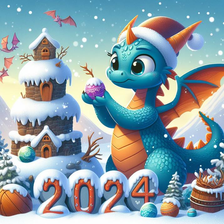 Оригинальные открытки с наступающим Новым Годом дракона