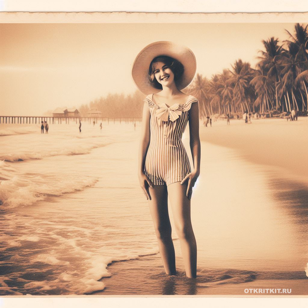 Девочка-подросток на пляже с пальмами