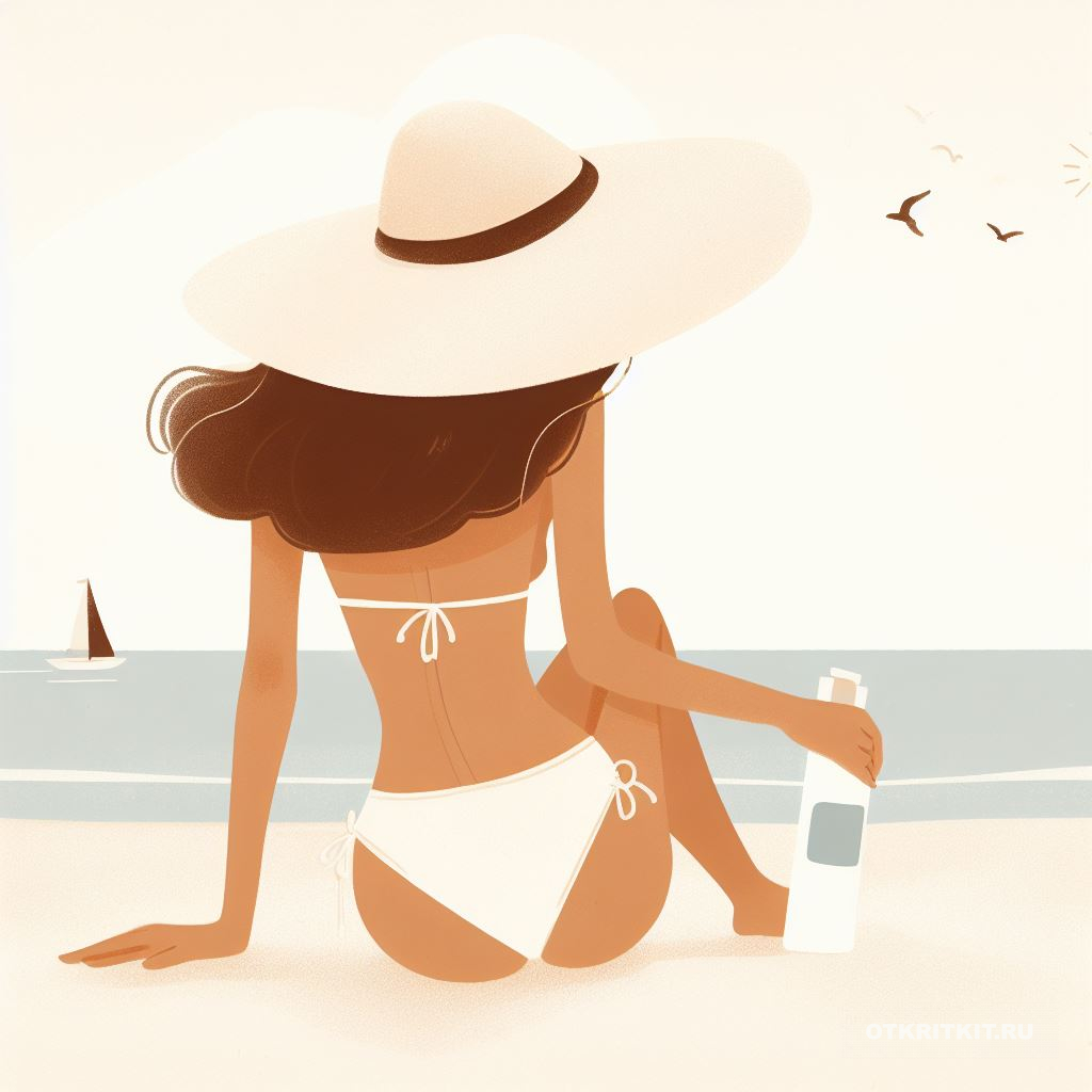 Девушка в белом купальнике загорает на морском пляже