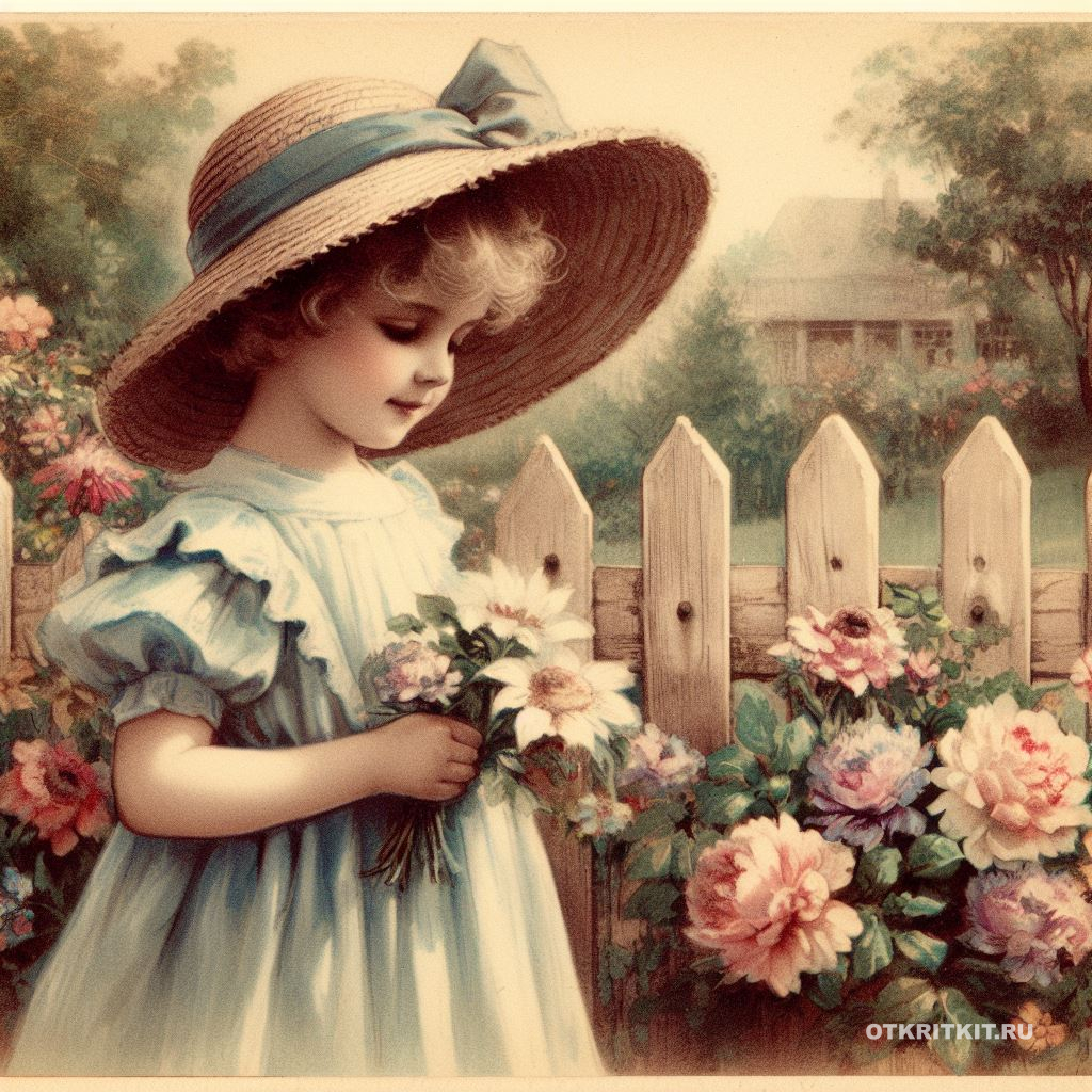 Маленькая девочка держит в ручках красивые букетик цветов