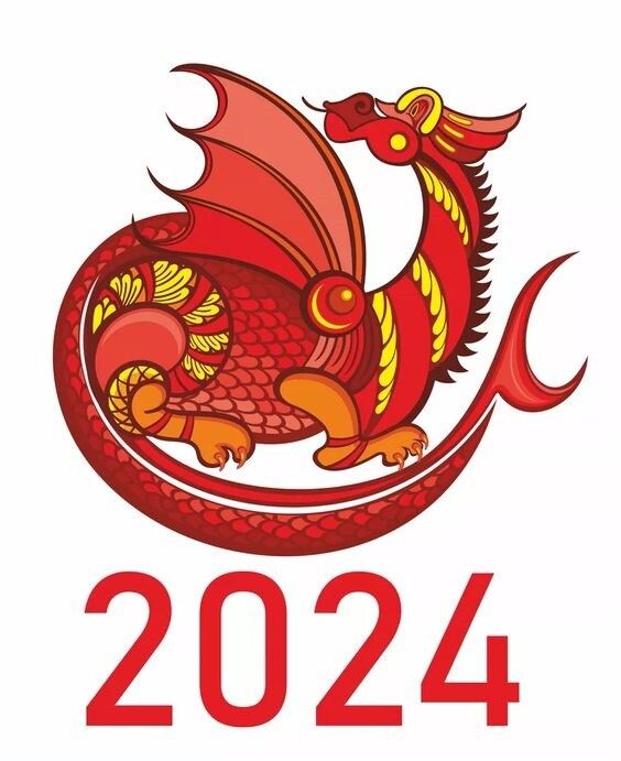 Крутые картинки с Новым годом 2024 с драконами