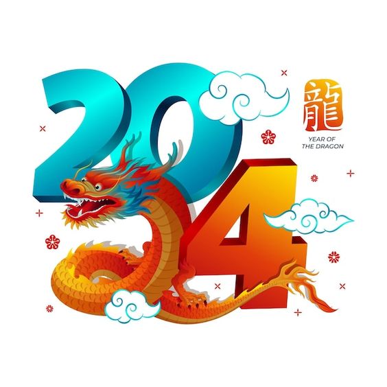 Прикольные драконы на открытках с Новым годом 2024